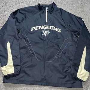 REEBOK NHL PITTSBURGH PENGUINS STITCHED 1/4  ZIP JACKET MENS S NICE